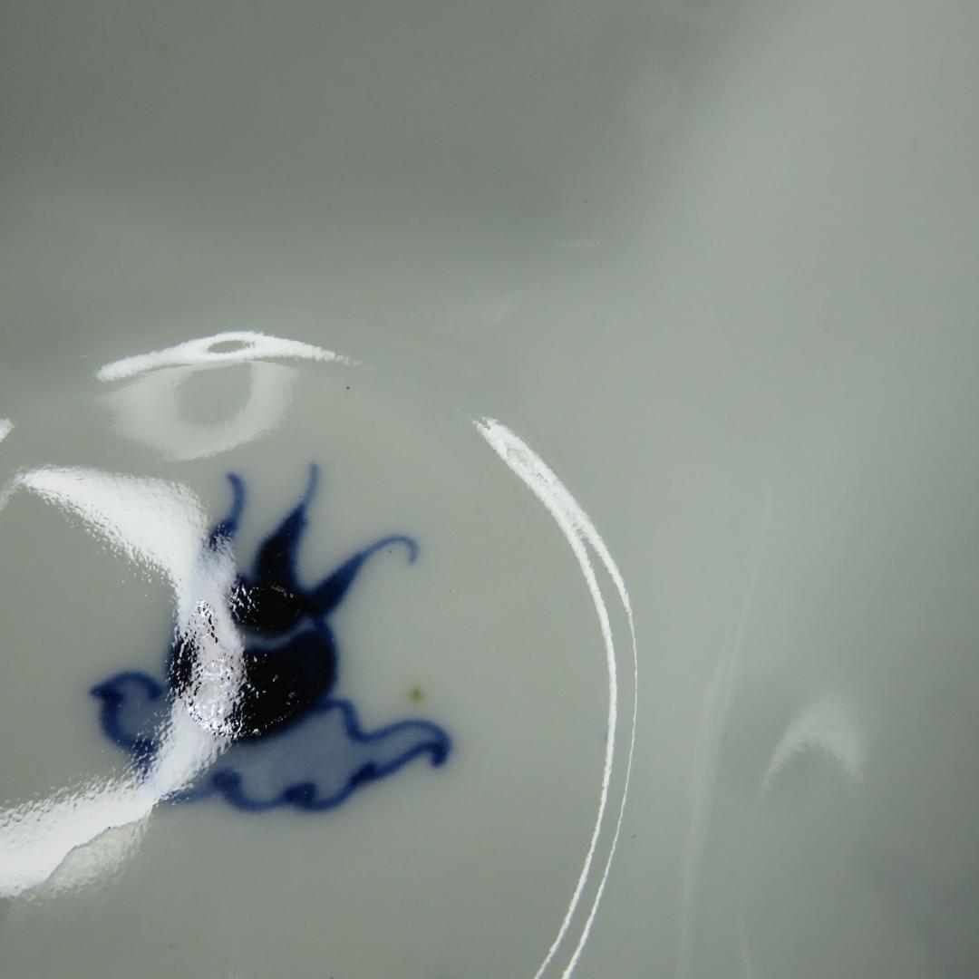 向付 2客 角鉢 染付 名家 蔵出し 初荷 極美品 風景 鳥 その2