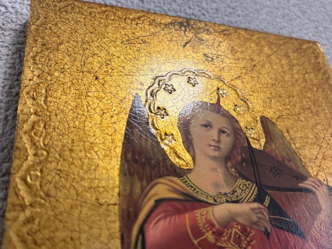 【30cm】 3枚セット ヴィンテージ イコン画 イタリア 木製画 宗教画 板画