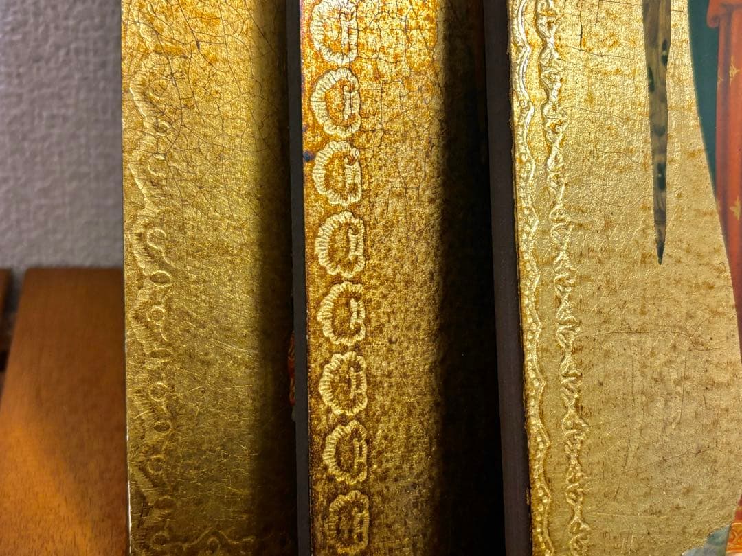 【30cm】 3枚セット ヴィンテージ イコン画 イタリア 木製画 宗教画 板画