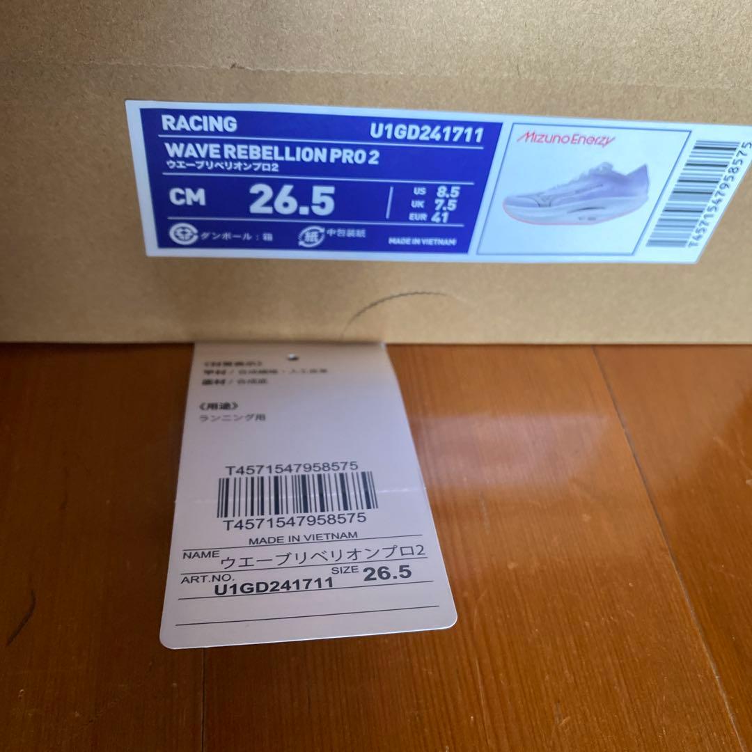 Mizuno WAVE REBELLION PRO 2 26.5cmプレート入り