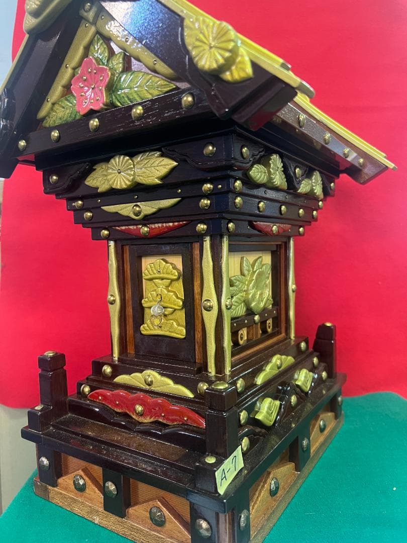 【独法師】A-7 手製山鉾　笠鉾　社殿　拝殿神具神棚　手造レア1点物