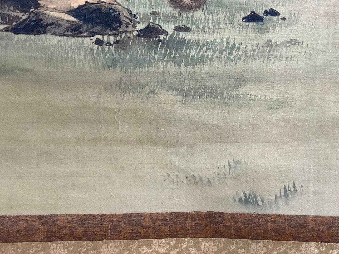 晩翠画　武士の図　絹本肉筆　掛軸　古美術　送料込み250618