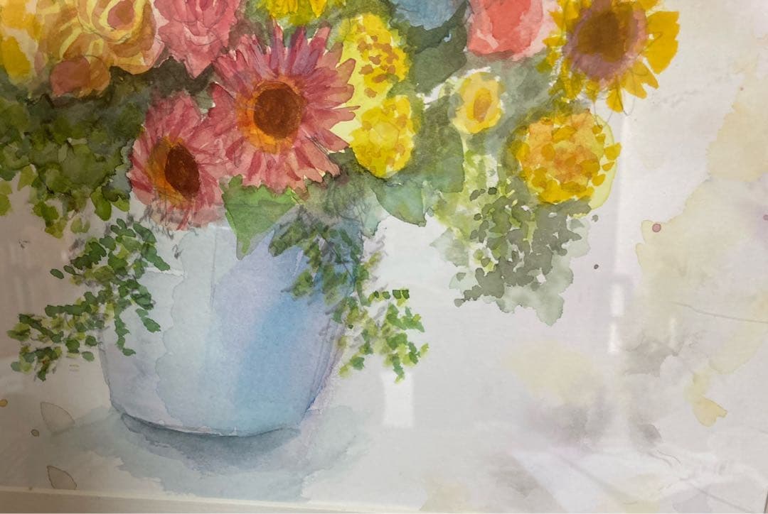 水彩画　「　華　」原画　額付