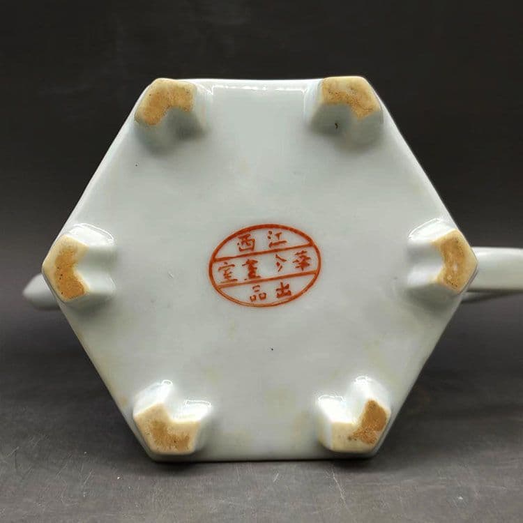 パステル仕女人物六方徳利 茶壺 景徳鎮 陶磁器 装飾品 現代工芸品 美術品 置物