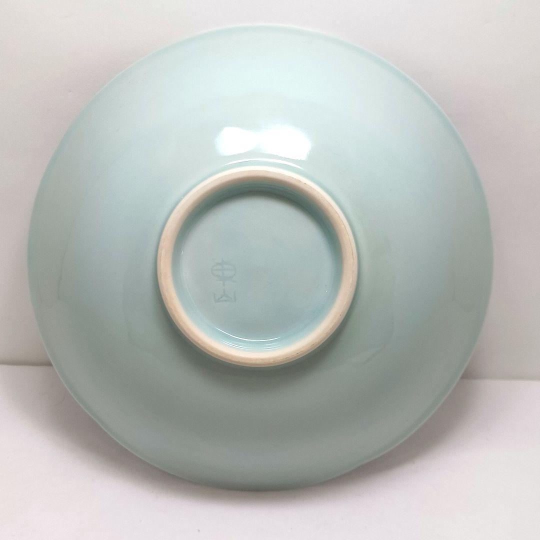 Y3886-4 宮永東山造 青磁 波涛文 鉢 共箱