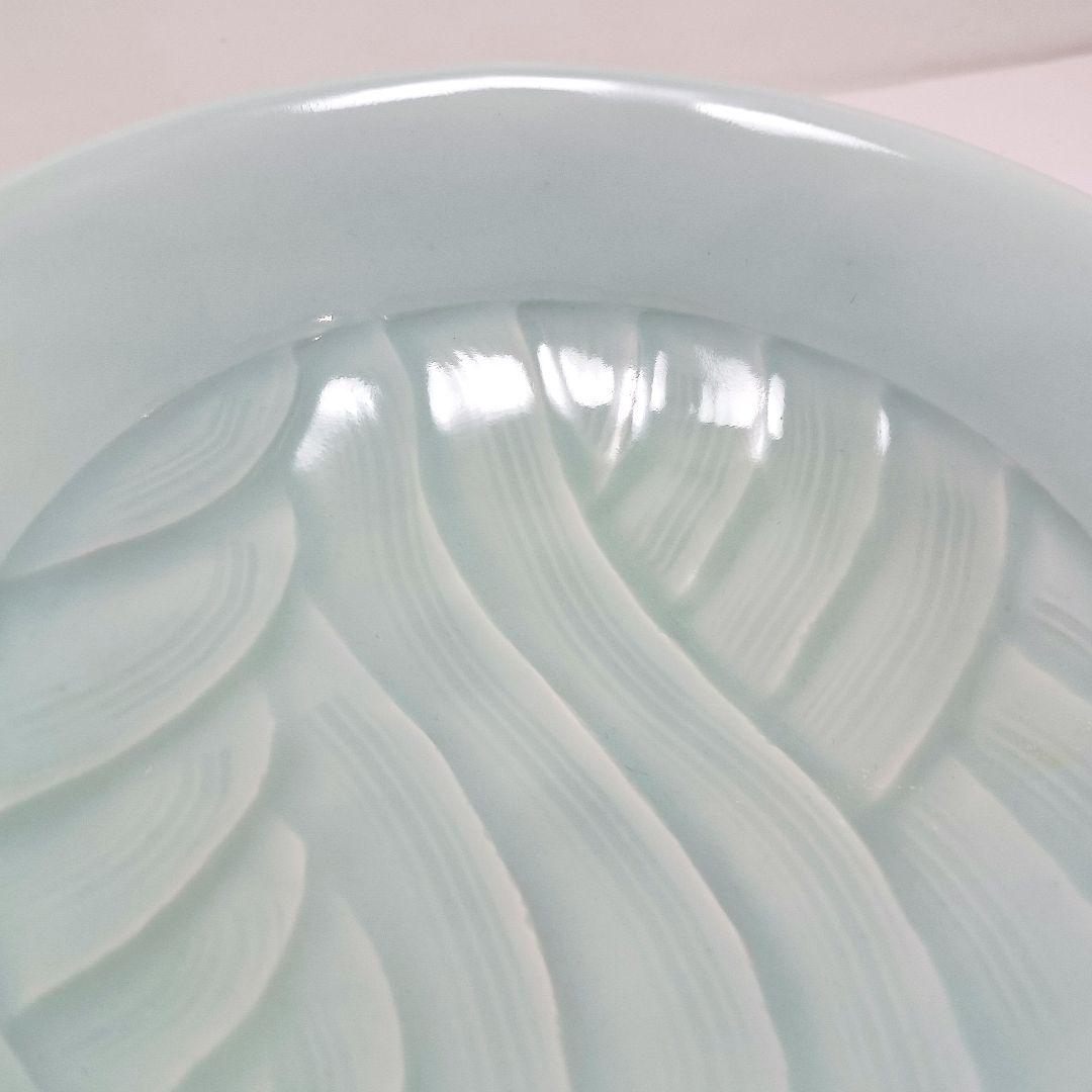 Y3886-4 宮永東山造 青磁 波涛文 鉢 共箱