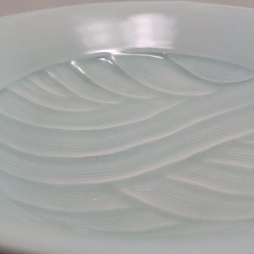 Y3886-4 宮永東山造 青磁 波涛文 鉢 共箱