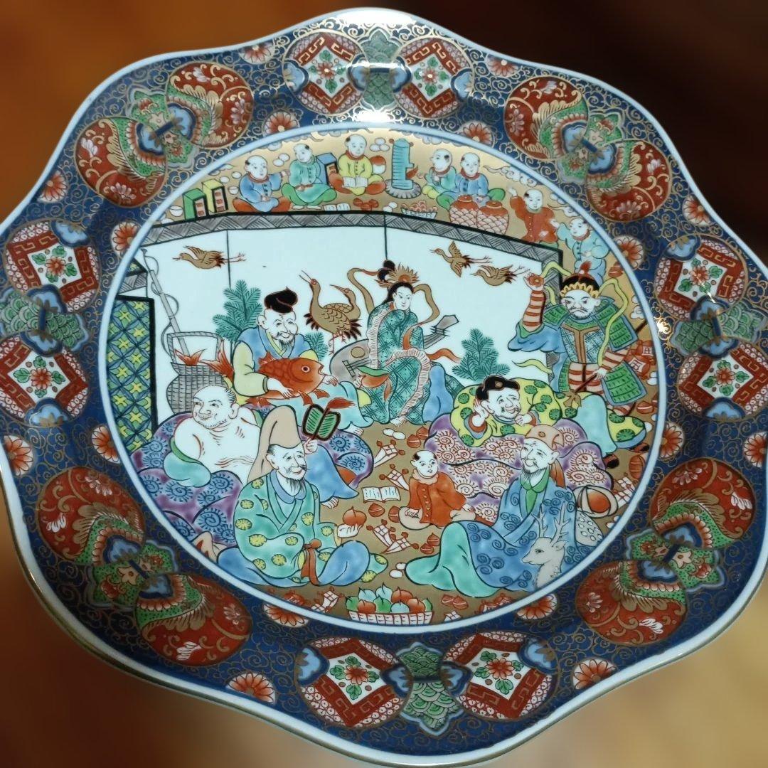 八角形の伝統的な絵柄陶器皿