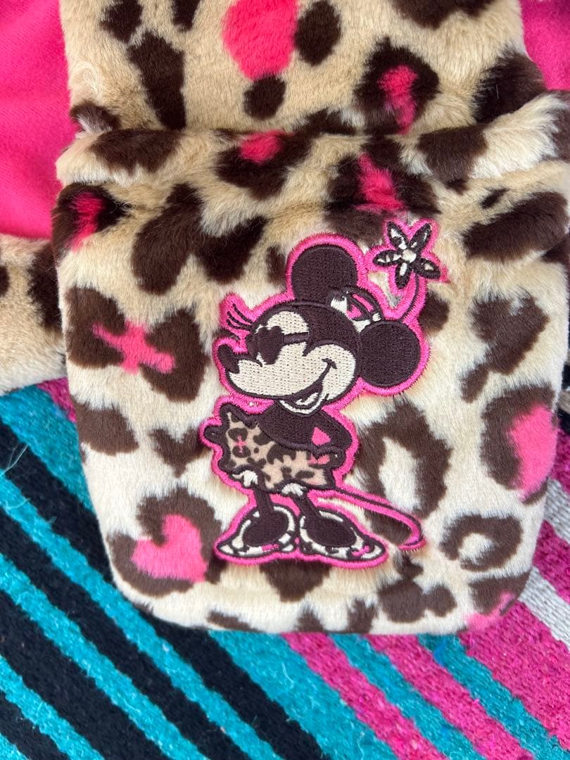 ディズニー　ファンキャップ　マフラーキャップ　 茶色　ヒョウ柄　ミニー