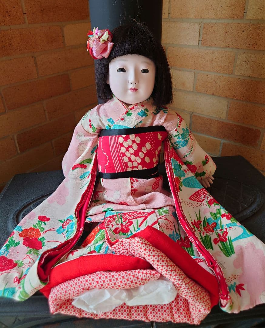 大正期　光龍斎　人毛張替え+修復　15号52cm お着物お任せ　お人形だけでも可