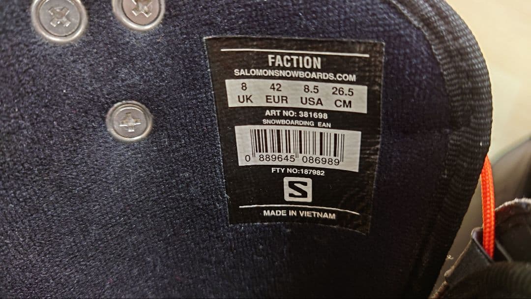 ＊美品Salomon 　FACTION スノーボードブーツ 黒サイズ26.5cm