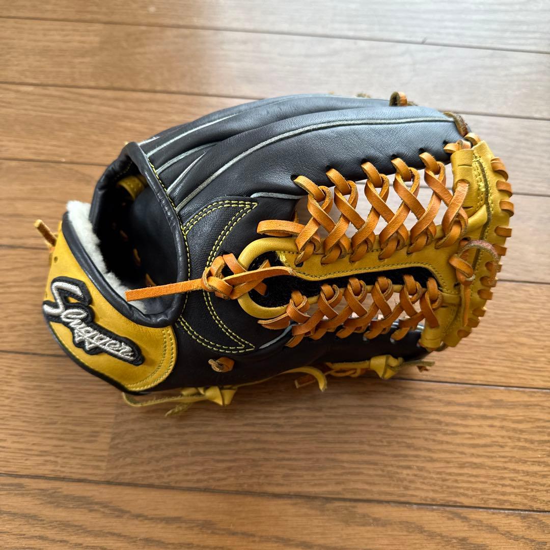 スラッガー 軟式野球グローブ 黒/黄 本革
