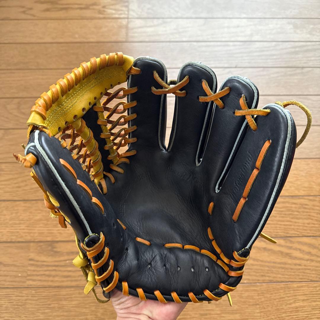 スラッガー 軟式野球グローブ 黒/黄 本革