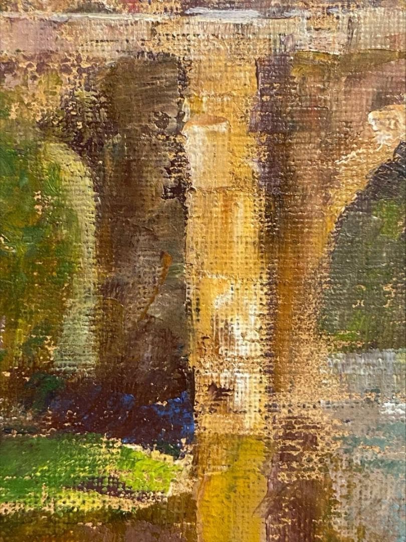 「真作」服部保「トレド」風景画　油絵　絵画　油彩画　直筆サイン　F2号