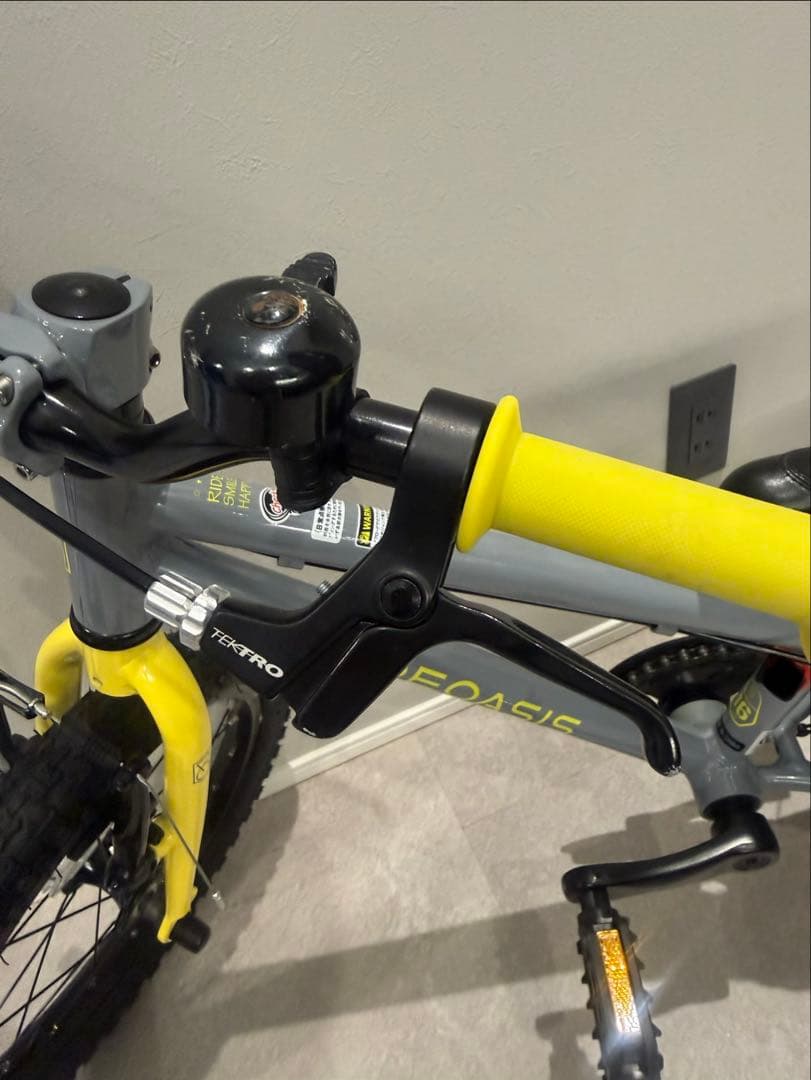 ヨツバサイクル　RIDE OASIS 16インチ キッズ自転車 グレー/イエロー