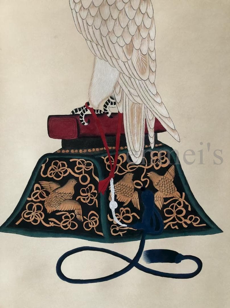 中国古美術・四尺鹰掛軸・宣紙・国画・郎世寧印款印款・書道・肉筆・書画・文房置物