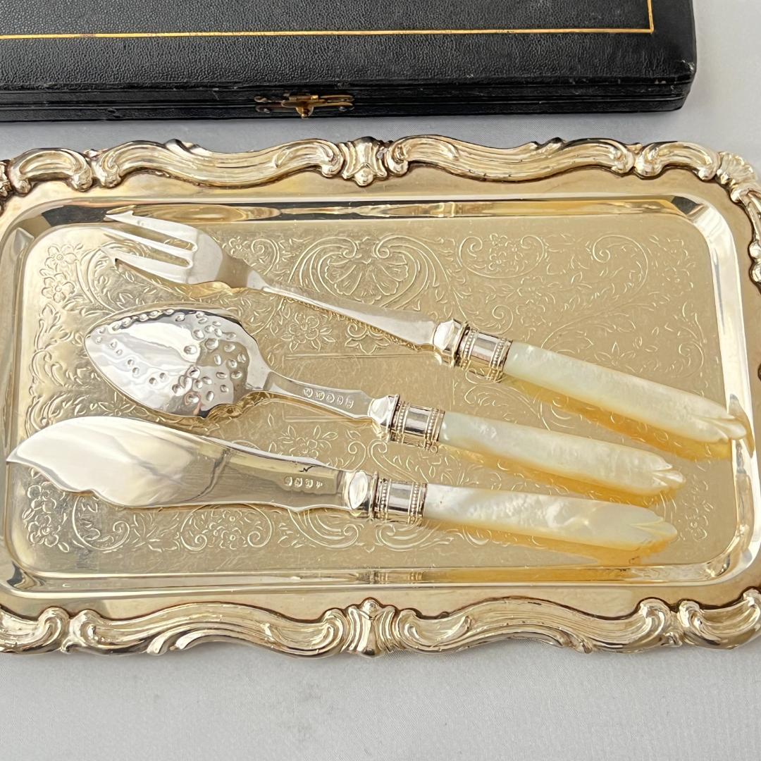 【英国】【白蝶貝】プレザーブスプーン / バターナイフ / ピクルスフォーク