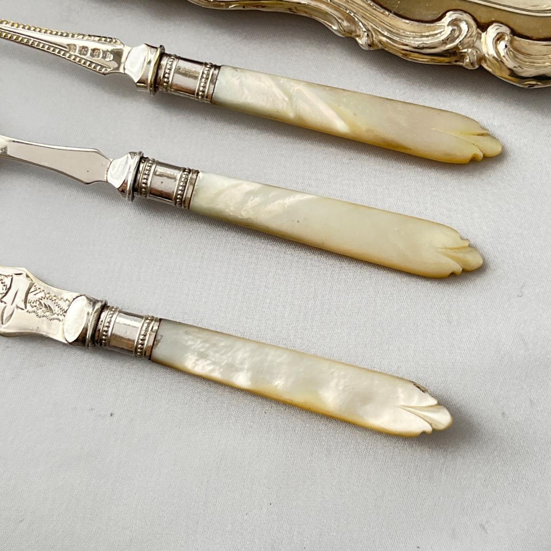 【英国】【白蝶貝】プレザーブスプーン / バターナイフ / ピクルスフォーク