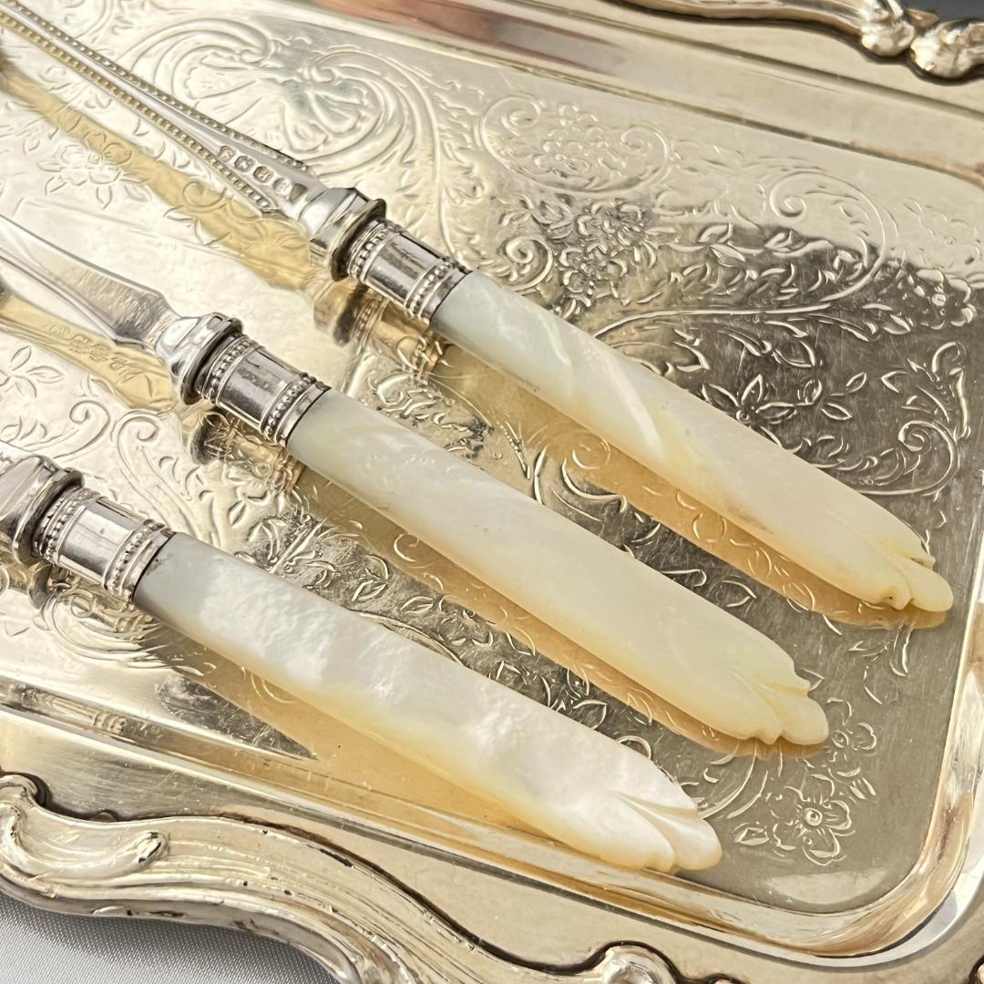 【英国】【白蝶貝】プレザーブスプーン / バターナイフ / ピクルスフォーク