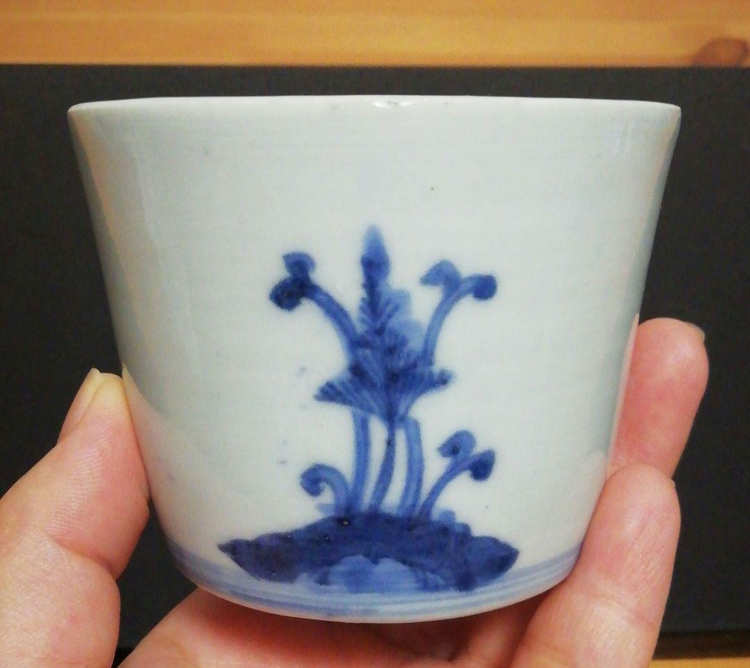 古伊万里　染付　蕎麦猪口　花図　四客　食器