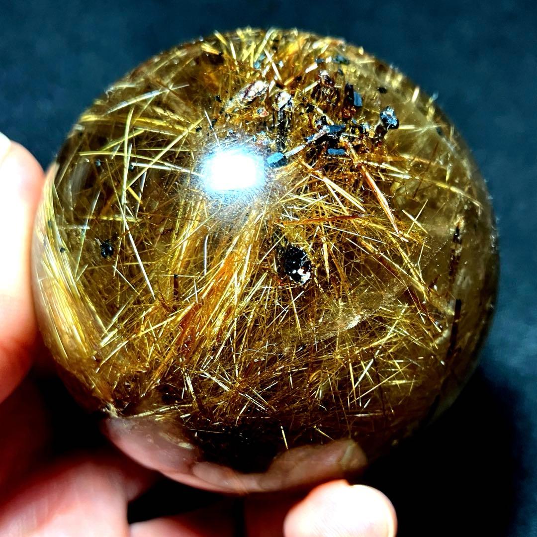 超絶綺麗✨62mm ゴールドルチルクォーツ　丸玉　スフィア　金針水晶