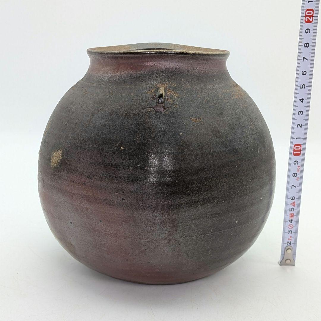 備前市無形文化財 柴岡信義 備前焼 壷 共箱共布栞 壺 つぼ 花器 花瓶 花生