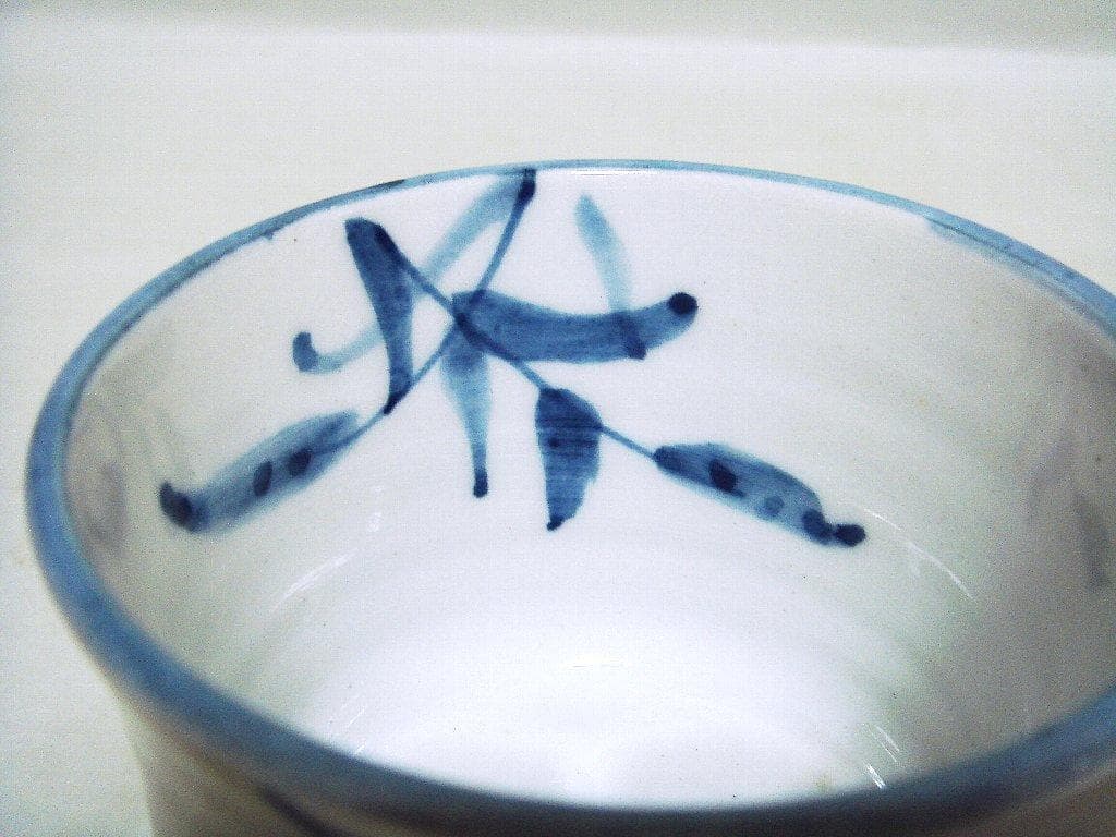 928『染付 草文 蕎麦猪口』　/骨董品 古美術 アンティーク 古玩