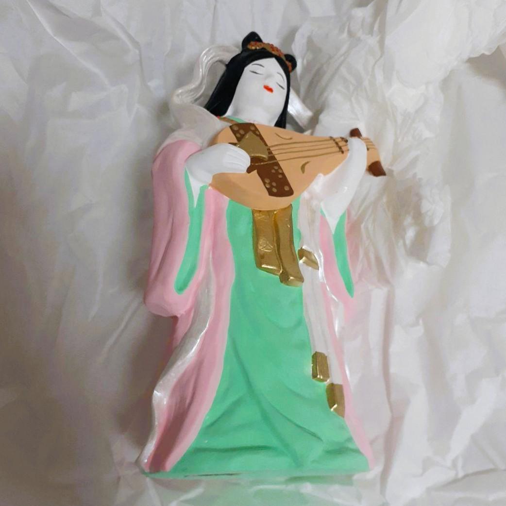 092　開運招福の縁起物！陶器製　笑門七福神　弁財天　特大 昭峰作