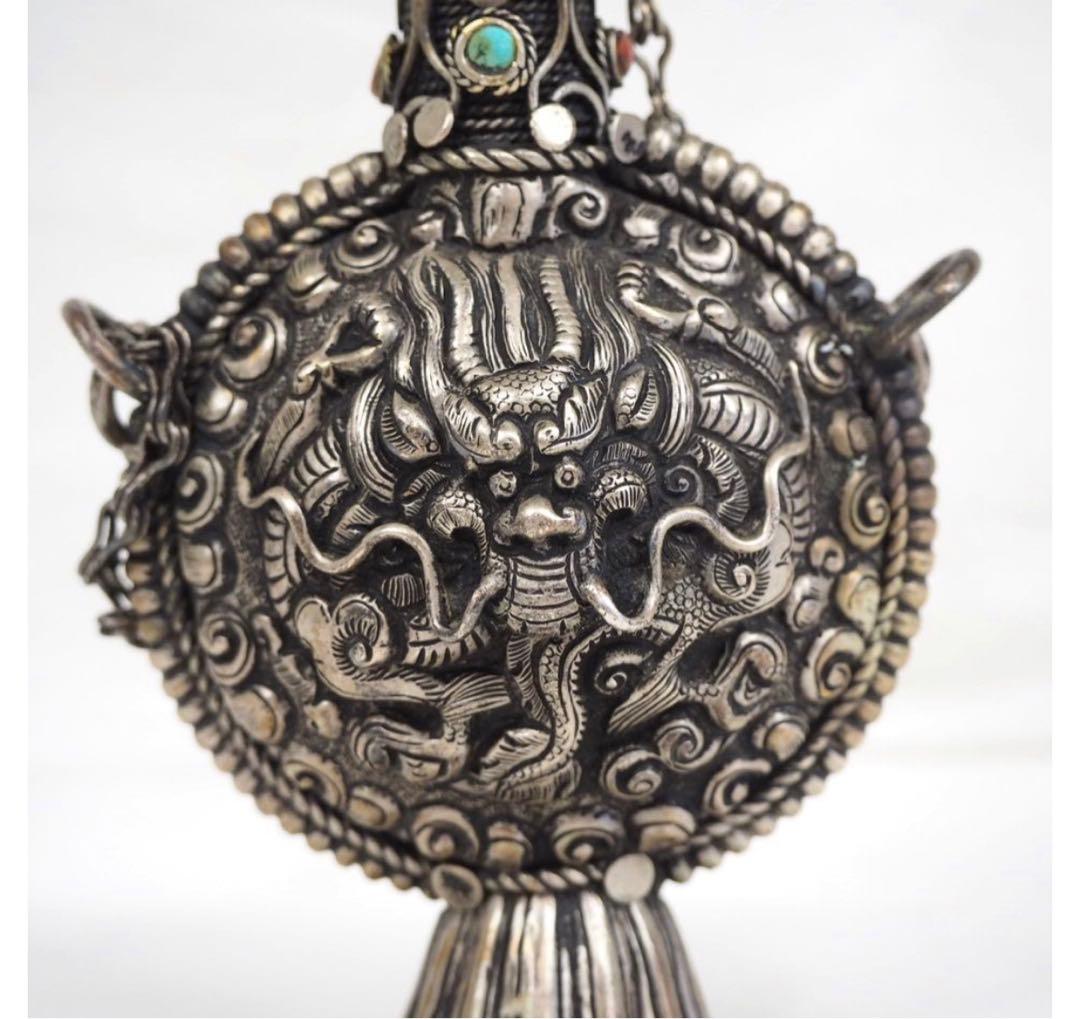 gang送料無料　時代唐物　細密龍文彫刻銀細工鼻煙壷　中国古玩