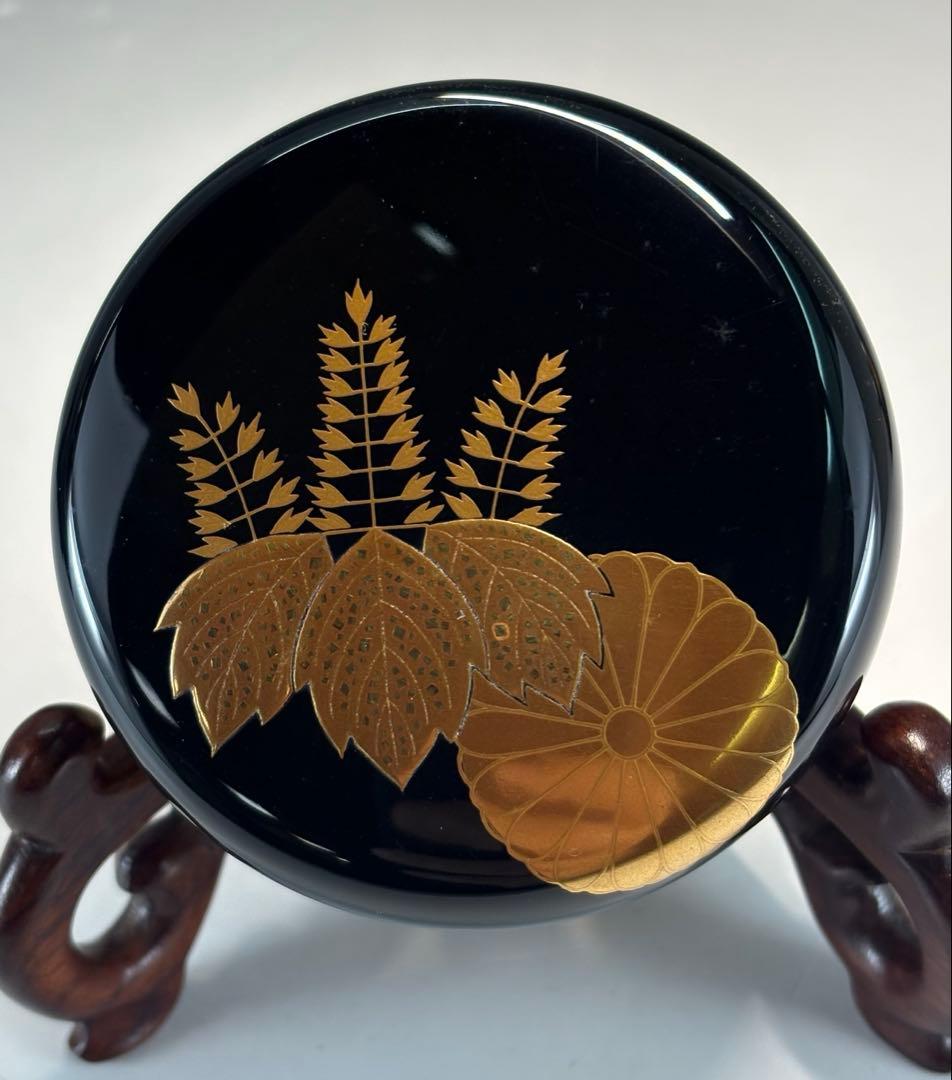 【中古品】吉田華正造　菊桐蒔絵大棗