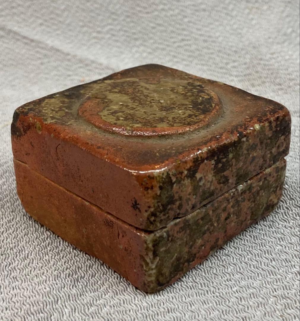 B338s 「伊賀焼 伽藍香合」前大徳誡堂叟書付古桐箱　古伊賀　香道具茶道具