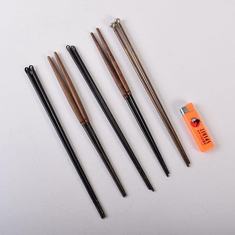 茶道具　銅製2膳　鉄製3膳　火箸　五膳まとめて　箱付　C　8032