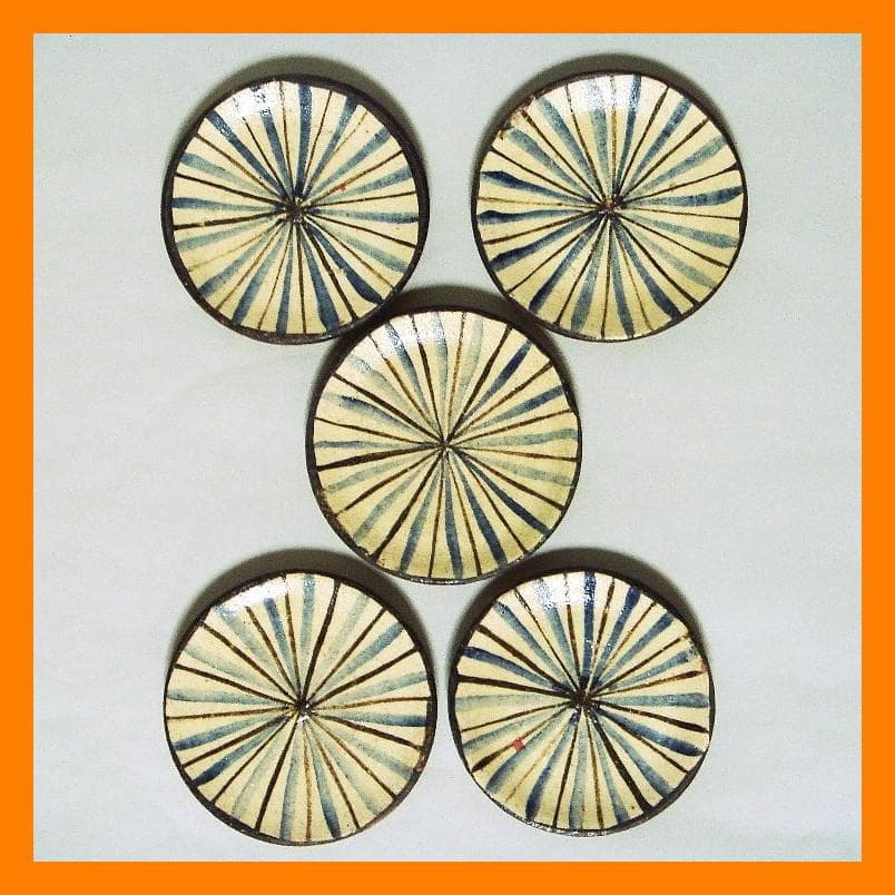 912『呉須 麦わら 豆皿 手塩皿 5枚』　/骨董品 古美術 アンティーク 古玩