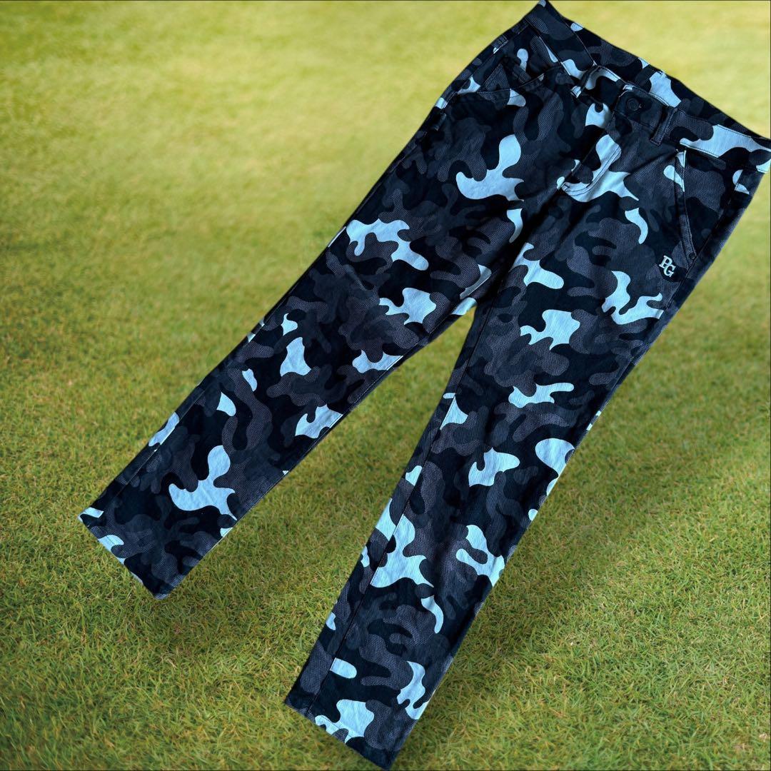 パーリーゲイツ　パンツ　迷彩　S〜M相当　白　黒　グレー　コットン素材　3