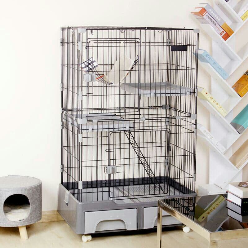 猫 ケージ キャットケージ 2段 猫トイレ付 キャスター付 ハンモック付 猫ゲ