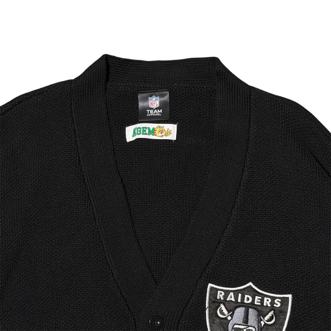 NFL RAIDERS レイダース カーディガン AGEM 別注 黒 Free