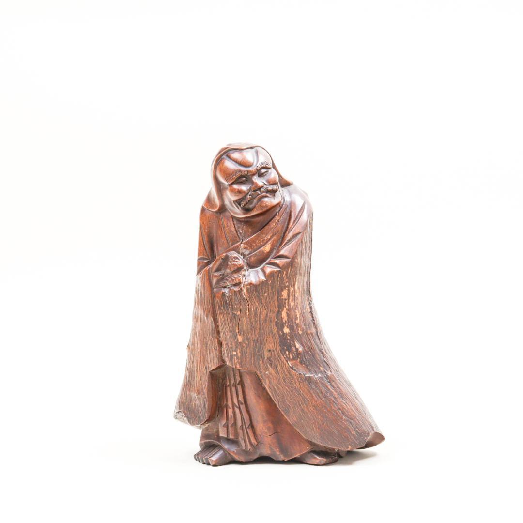 一刀彫 木彫 達磨大師 23cm 置物