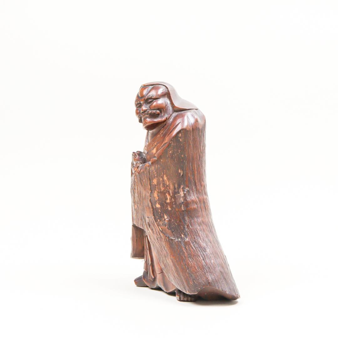 一刀彫 木彫 達磨大師 23cm 置物