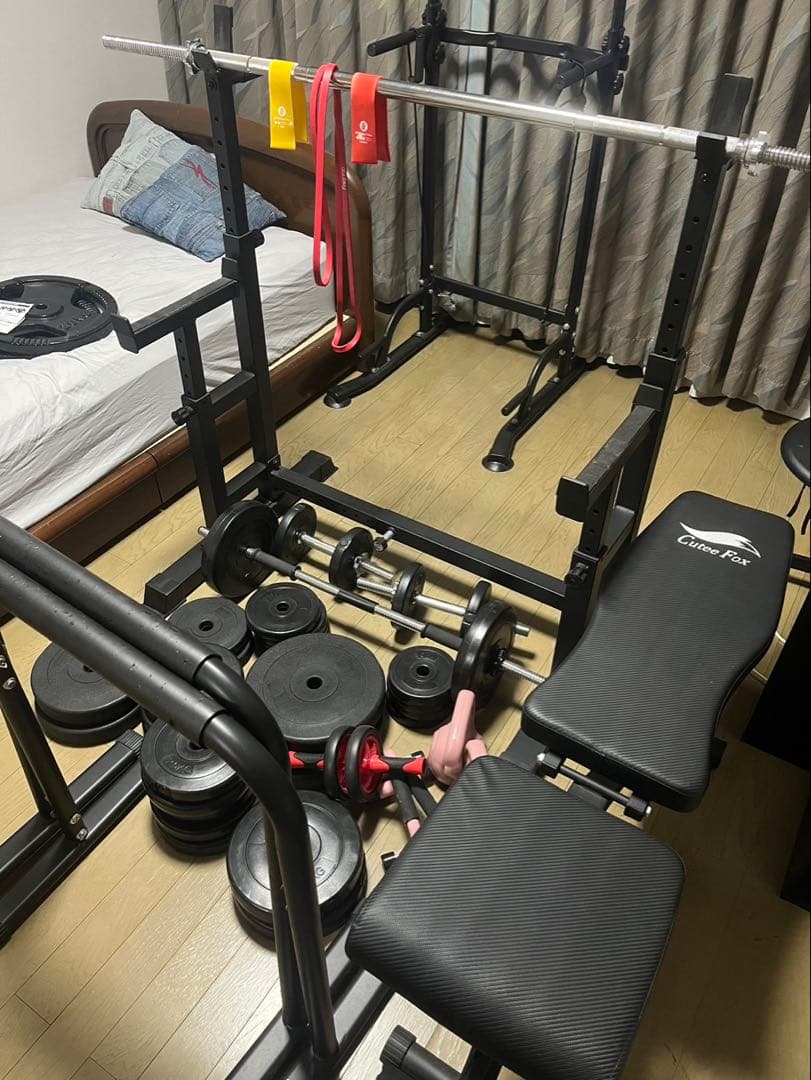 バーベルラック（パワーラック）ウエイト道具一式説明書付き