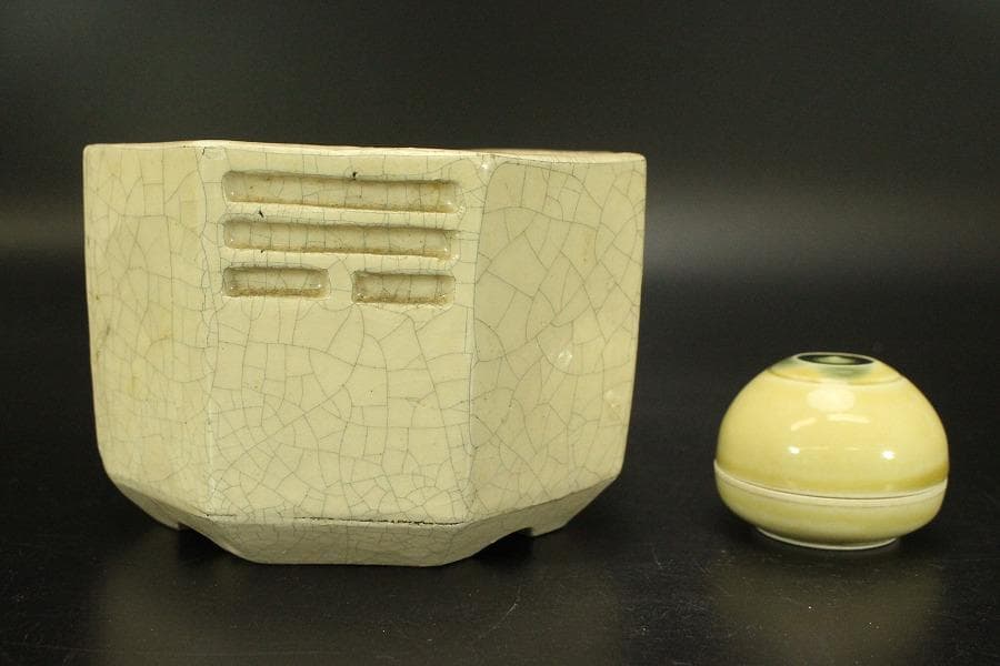 八角香炉 宝珠香合 四方香盆 三点まとめて(ZE484)