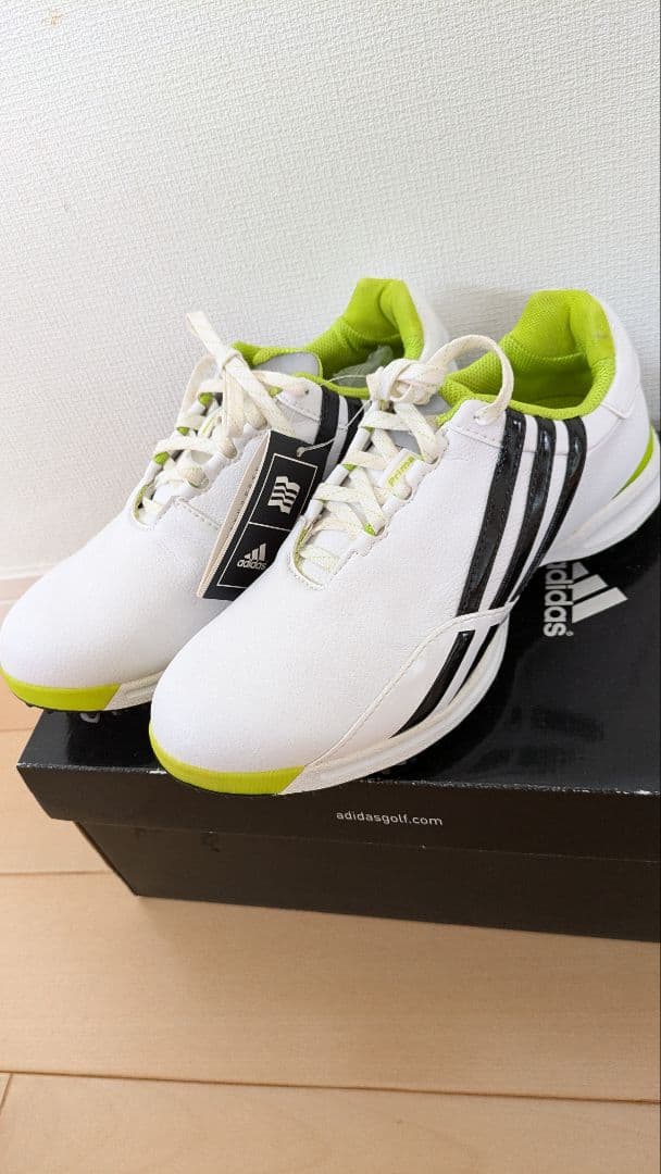【新品】タグ付き adidas ゴルフシューズ ホワイト/ライム 23cm