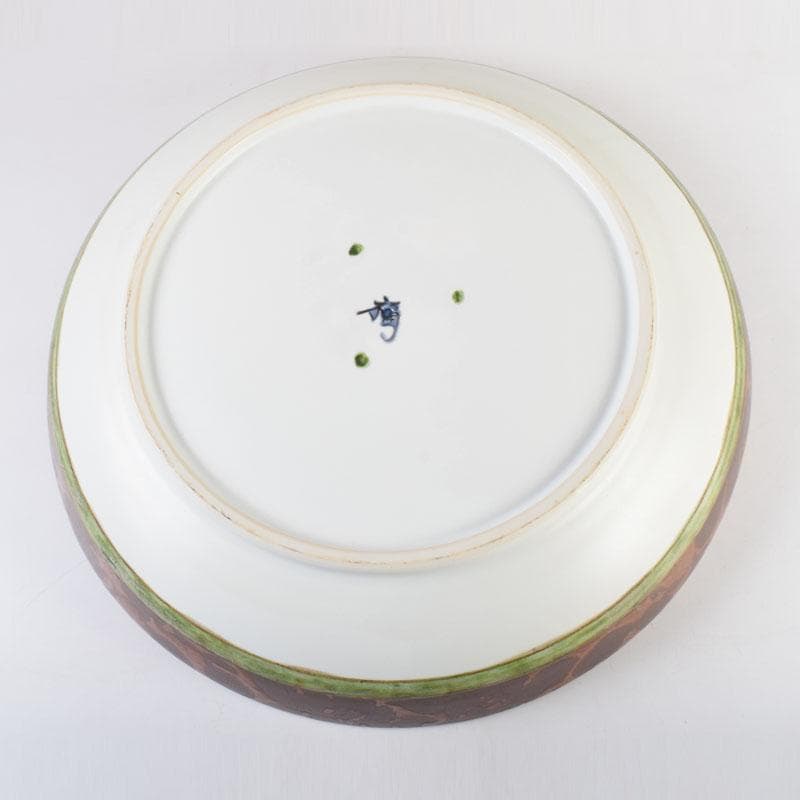 伝統工芸　豊福誠作　色絵　椿文　大鉢　共箱　V　8984A