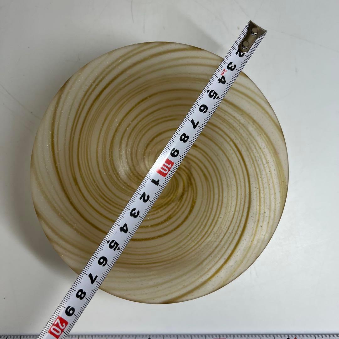 ☆茶③ 山下瑠風　義山　忍冬　ガラス　平茶碗　共箱　口径14.3cm