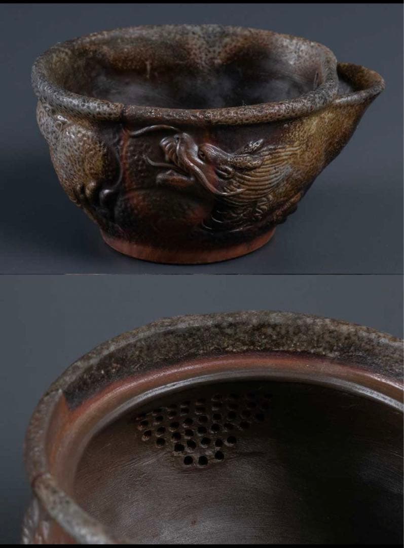 H*i様 備前焼　小西陶古　茶具　陶器　湯呑み６個　湯冷まし　急須　セット　龍