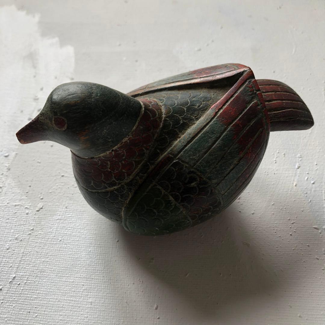 鳥の置物　木製