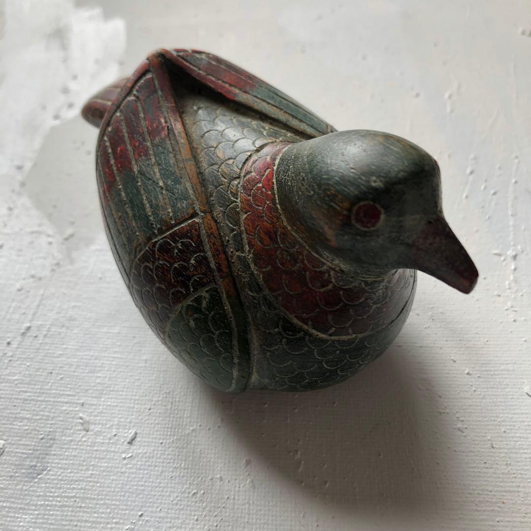 鳥の置物　木製