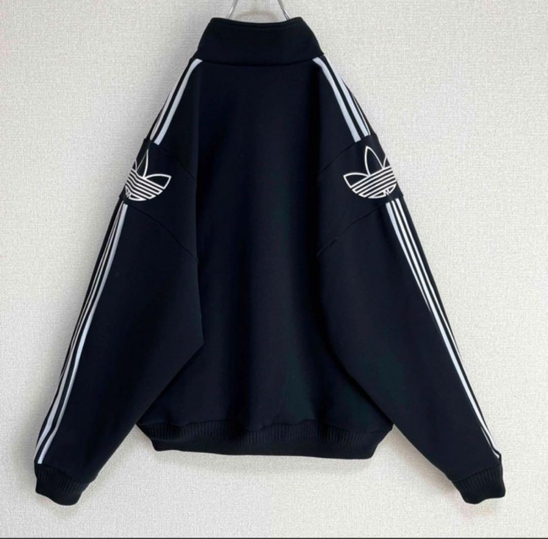adidas アディダス トラックジャージ ブラック 胸元&両袖ロゴ 90s