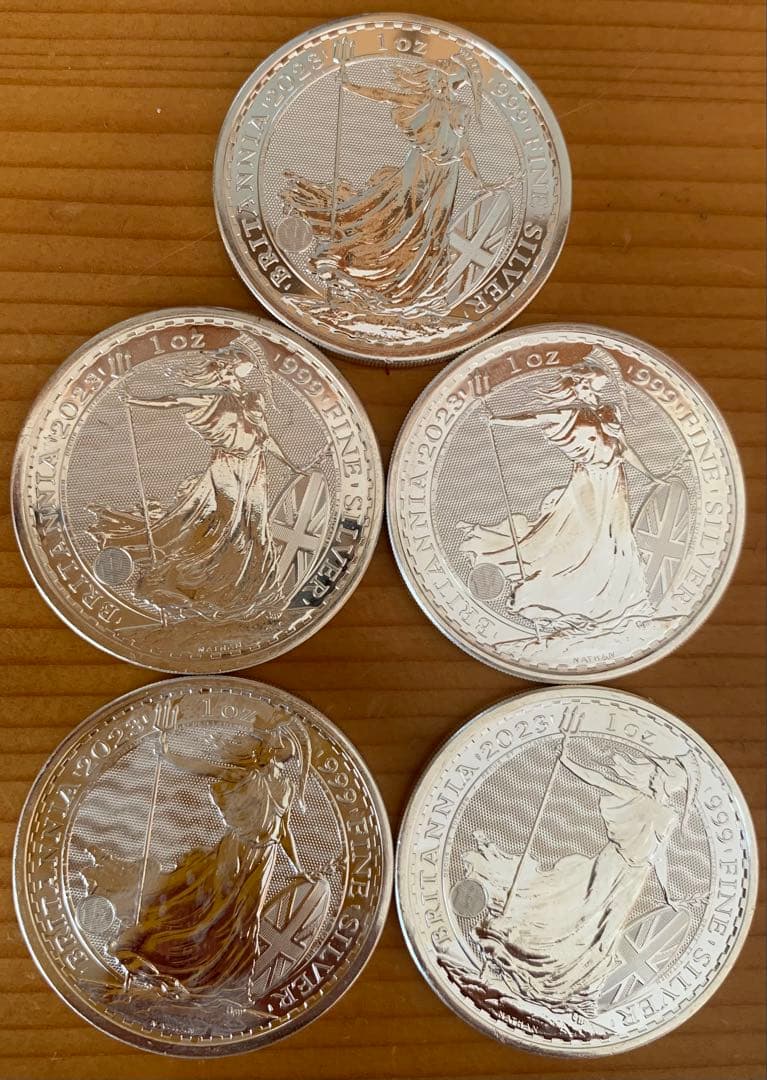 2023年 ブリタニア銀貨 1oz 999銀　5枚セット
