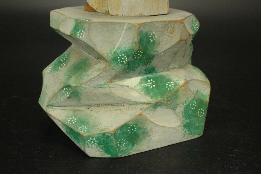 仏教美術 彩色 観音菩薩像 木彫(A705)