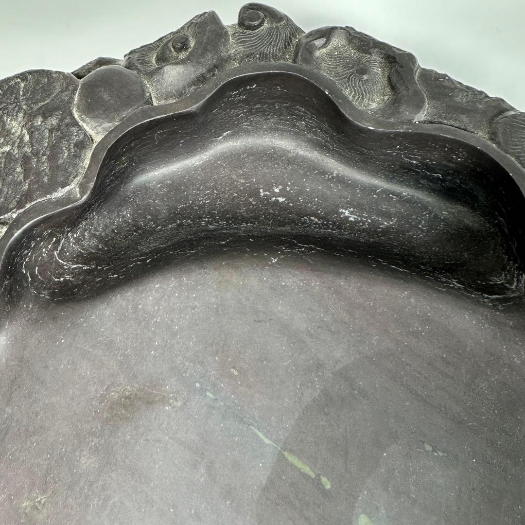 M1080S 大型 大硯 硯石　端渓◆28×27㎝重さ7.9kg唐物 眼 蓮花